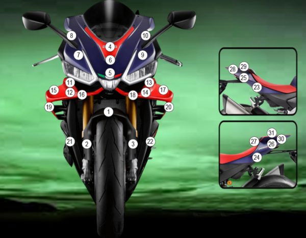 Pellicola protettiva carrozzeria Aprilia RSV4 2021-2024