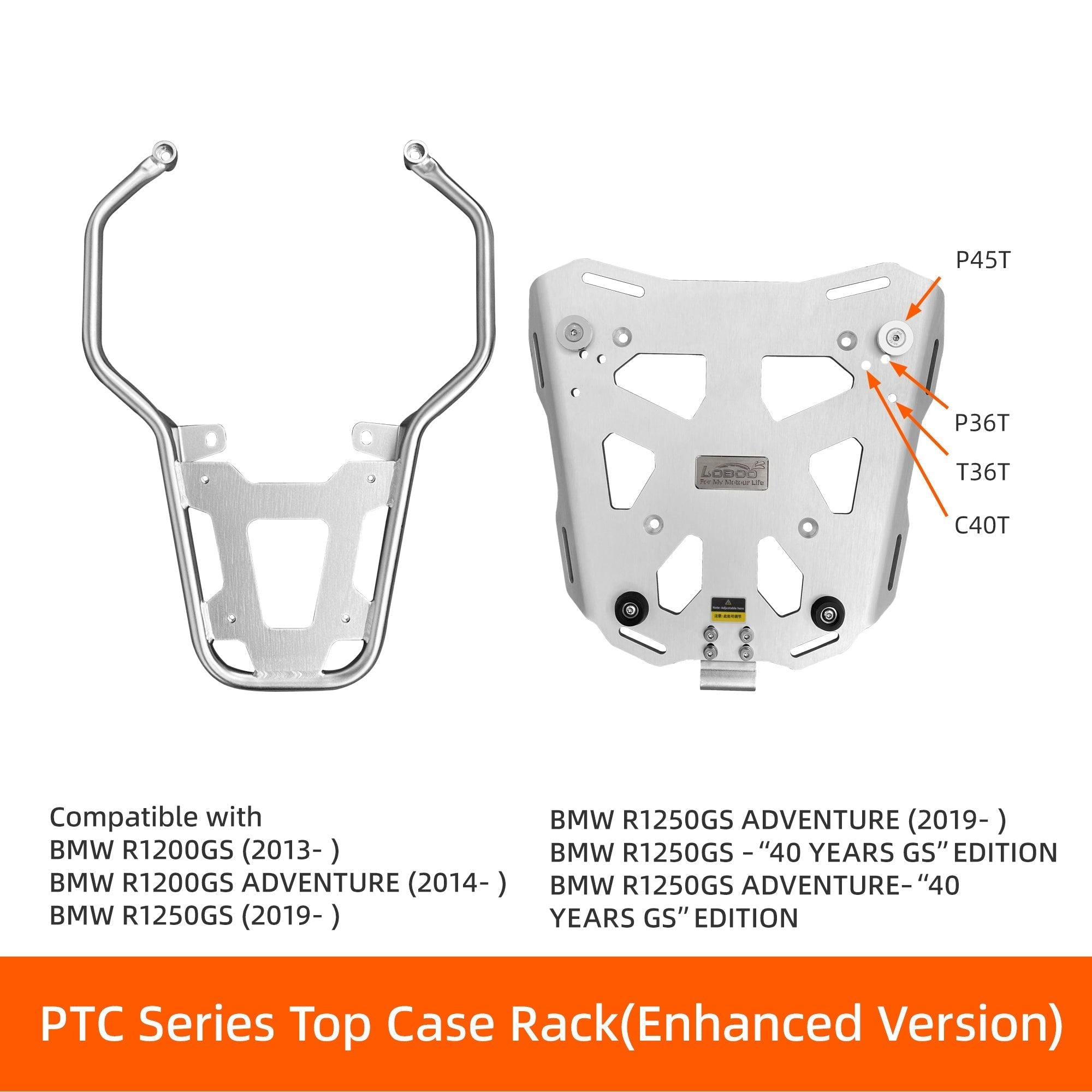 Piastra top case LOBOO versione potenziata per BMW R 1200 e R 1250 GS e Adventure
