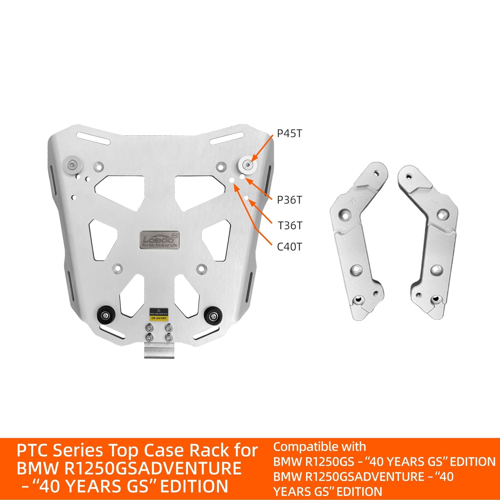 Piastra top case LOBOO per BMW R 1250 GS Adventure 40 Years GS Edition
