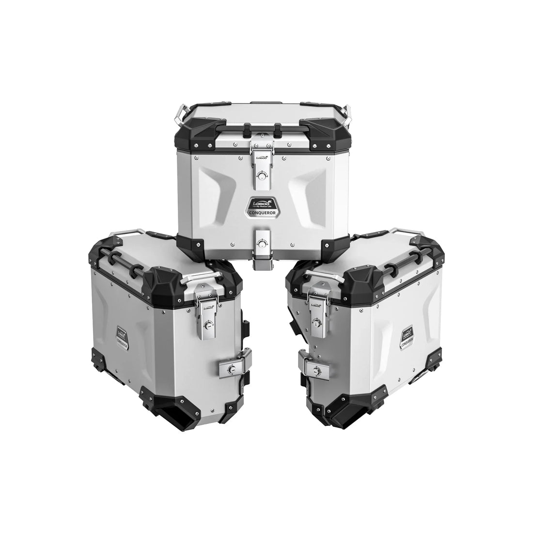 Bauletto C40T e valigie C35L e C30R LOBOO CONQUEROR argento