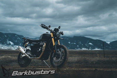Plastiche paramani Barkbusters CARBON BCF-003 montate su una Triumph Scrambler 1200
