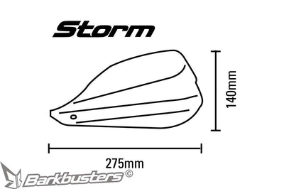 Disegno quotato della plastica paramano Barkbusters STORM STM-003: 275 mm di lunghezza e 140 mm di altezza