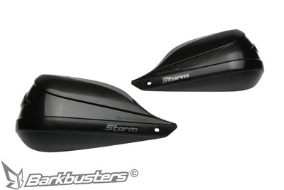 Plastiche paramani Barkbusters STORM STM-003 nere, coppia destra e sinistra viste di tre quarti