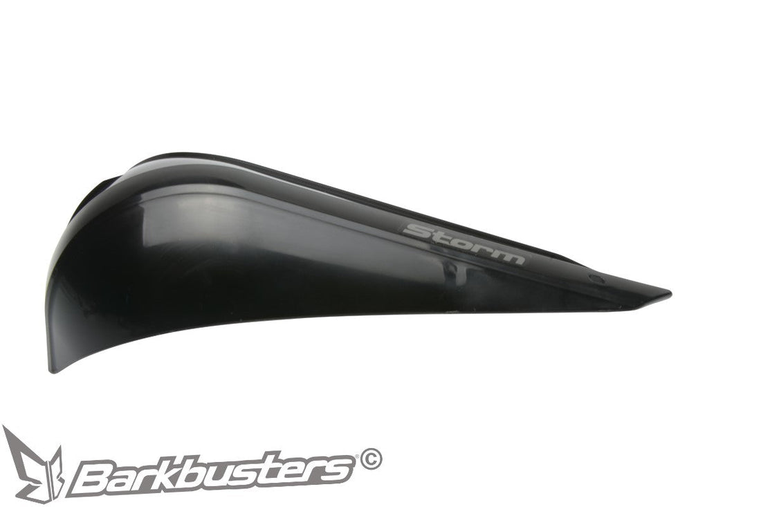 Plastica paramano Barkbusters STORM STM-003 nera di profilo, con il volume avvolgente del guscio