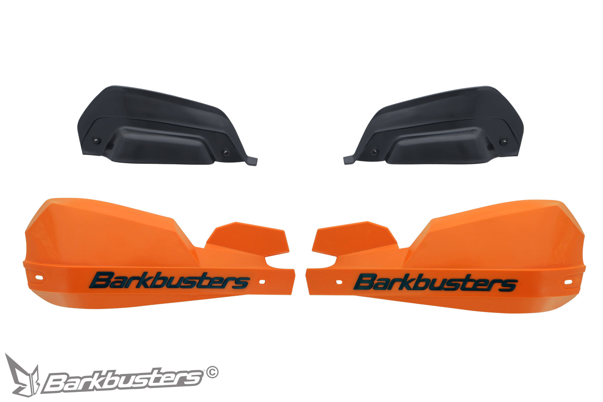 Plastiche paramani Barkbusters VPS-203 arancioni, coppia destra e sinistra con i due deflettori antivento