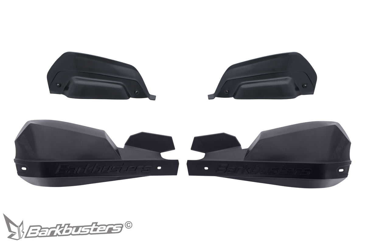 Plastiche paramani Barkbusters VPS-203 Nero su Nero, con logo Barkbusters e deflettori neri