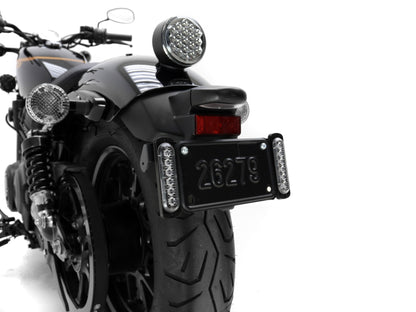 Portatarga moto con doppia luce freno ausiliaria