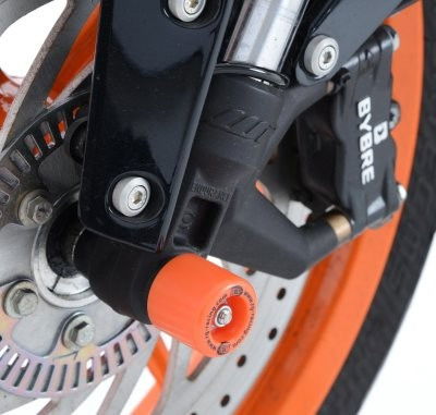 Protezioni perno forcella anteriore, KTM 125/200/390 Duke / RC125/200/390, Husqvarna Vitpilen / Svartpilen 401 - colore arancio