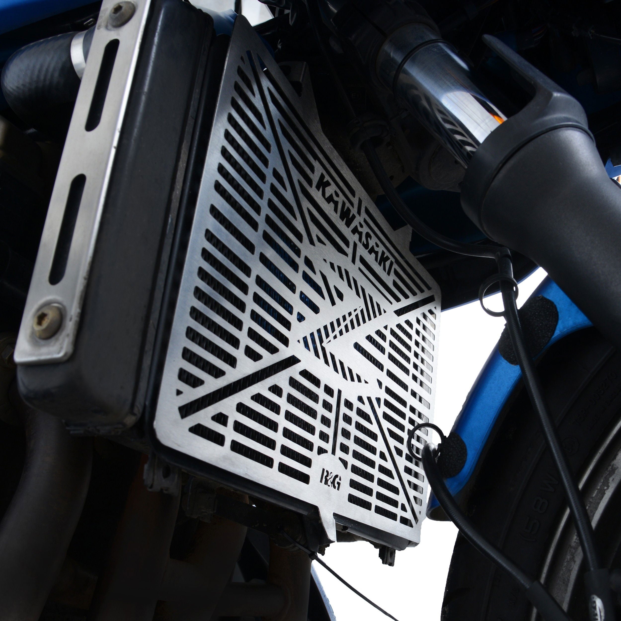 Retina protezione radiatore c/logo, acciaio inox - KAWASAKI Z750 '07- / Z750R / Z800 / Z1000 '10- / Z1000SX / Versys 1000 '12-