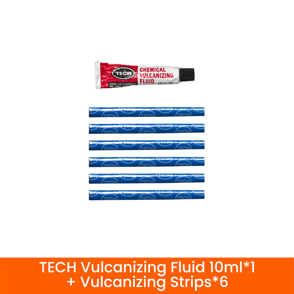 Refill for tubeless repair kit — 10 ml vulcanizing fluid and 6 TECH strips