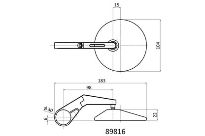 Specchietti manubrio moto bar - end corti, ABS | 89816 - r27639 - ENDURRAD