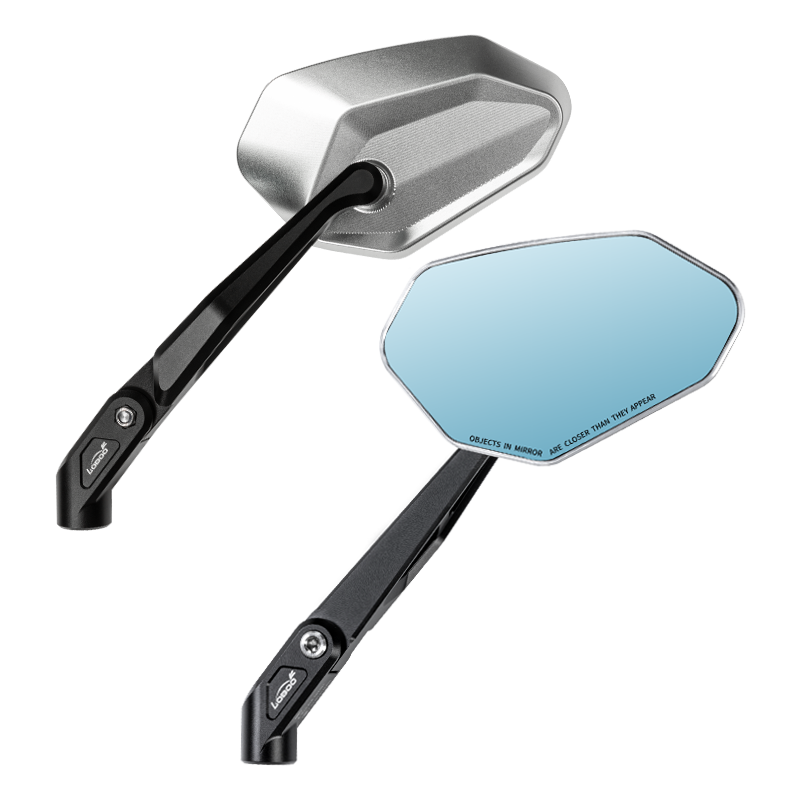 Specchietto retrovisore pieghevole LOBOO RM02 argento su fondo trasparente