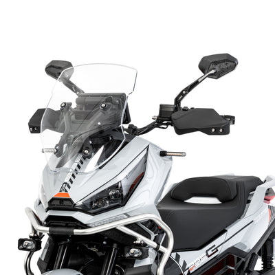 Moto adventure di tre quarti anteriore con gli specchietti LOBOO RM03-Lite montati