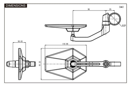Specchietto bar - end a manubrio in alluminio D | 89430 - r25994 - ENDURRAD