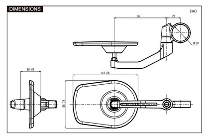 Specchietto bar - end a manubrio in alluminio D | 89474 - r25997 - ENDURRAD