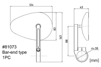 Specchietto D - MIRROR - 22 in alluminio E - MARKED | 81073 - r30429 - ENDURRAD