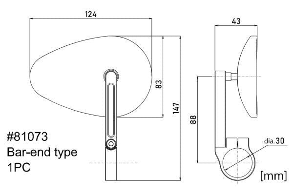 Specchietto D - MIRROR - 22 in alluminio E - MARKED | 81073 - r30429 - ENDURRAD