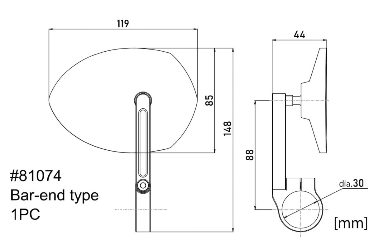 Specchietto D - MIRROR - 23 in alluminio E - MARKED (1 pezzo) - ENDURRAD