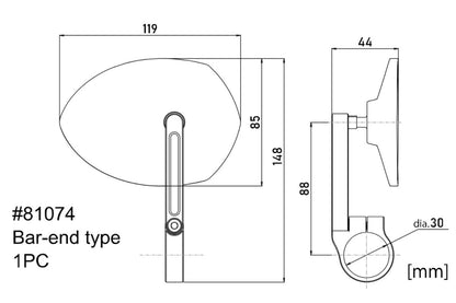Specchietto D - MIRROR - 23 in alluminio E - MARKED | 81074 - r30430 - ENDURRAD