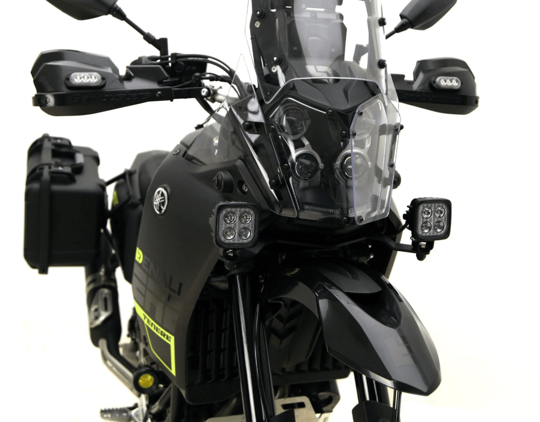 Supporti faretti anteriori DENALI montati sulla Yamaha Ténéré 700 – vista 2