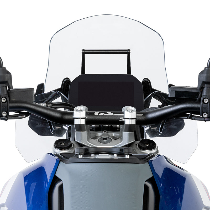 BMW R 1300 GS vista di fronte con il supporto navigatore montato sopra la strumentazione