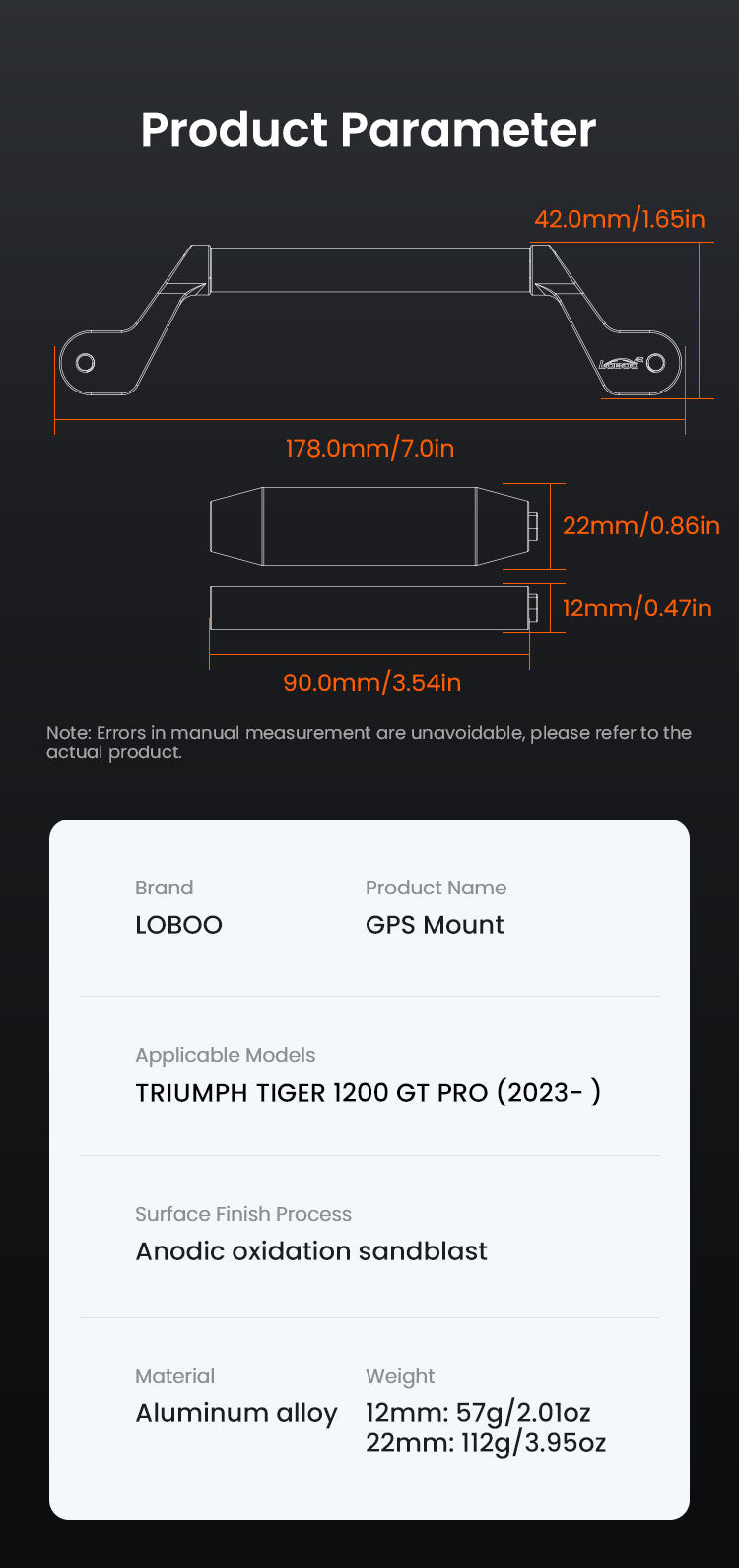 The measurements stated by the manufacturer