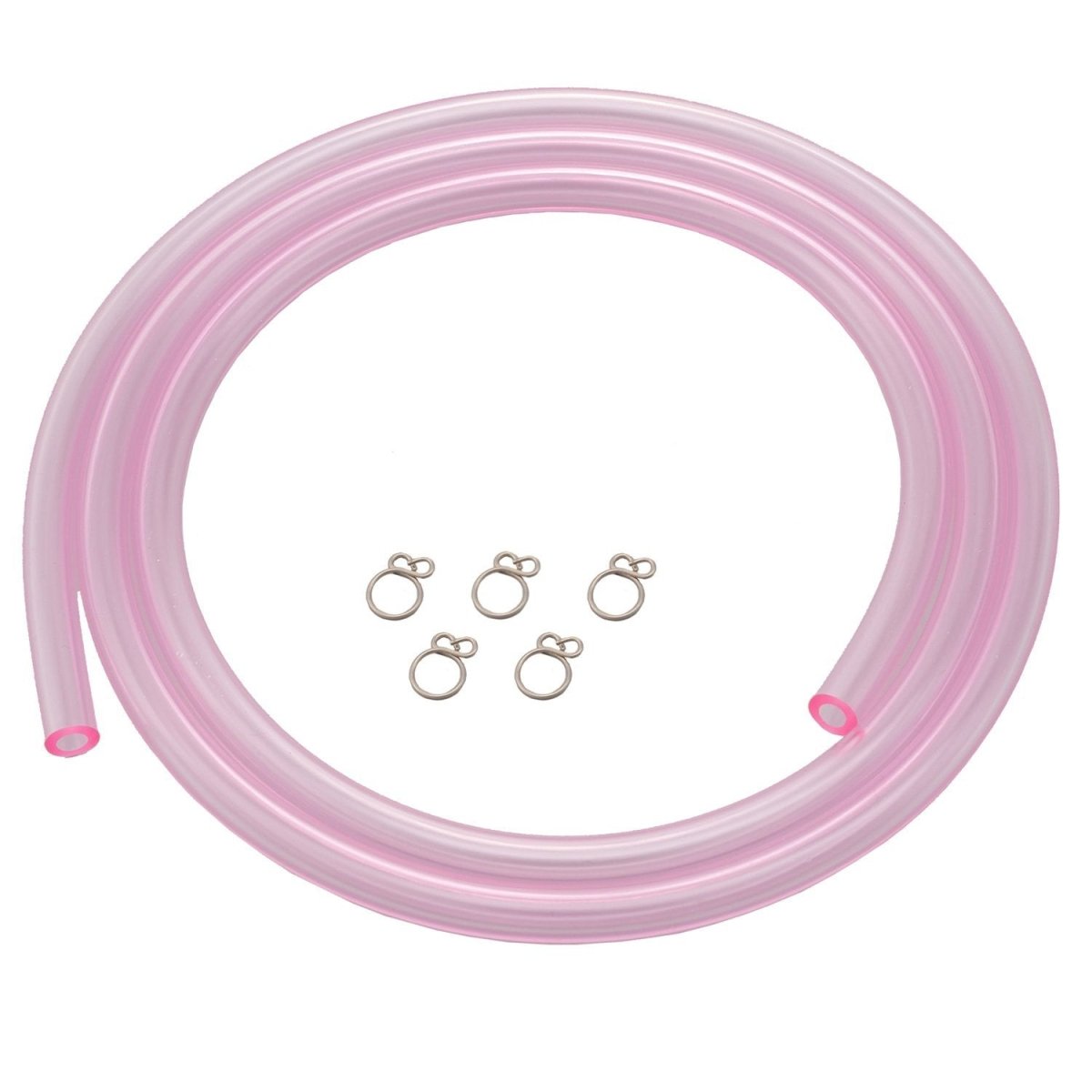 Tubo carburante in PVC 1M rosa, con 5 clips - ENDURRAD