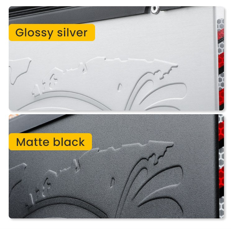 Glossy silver or matte black
