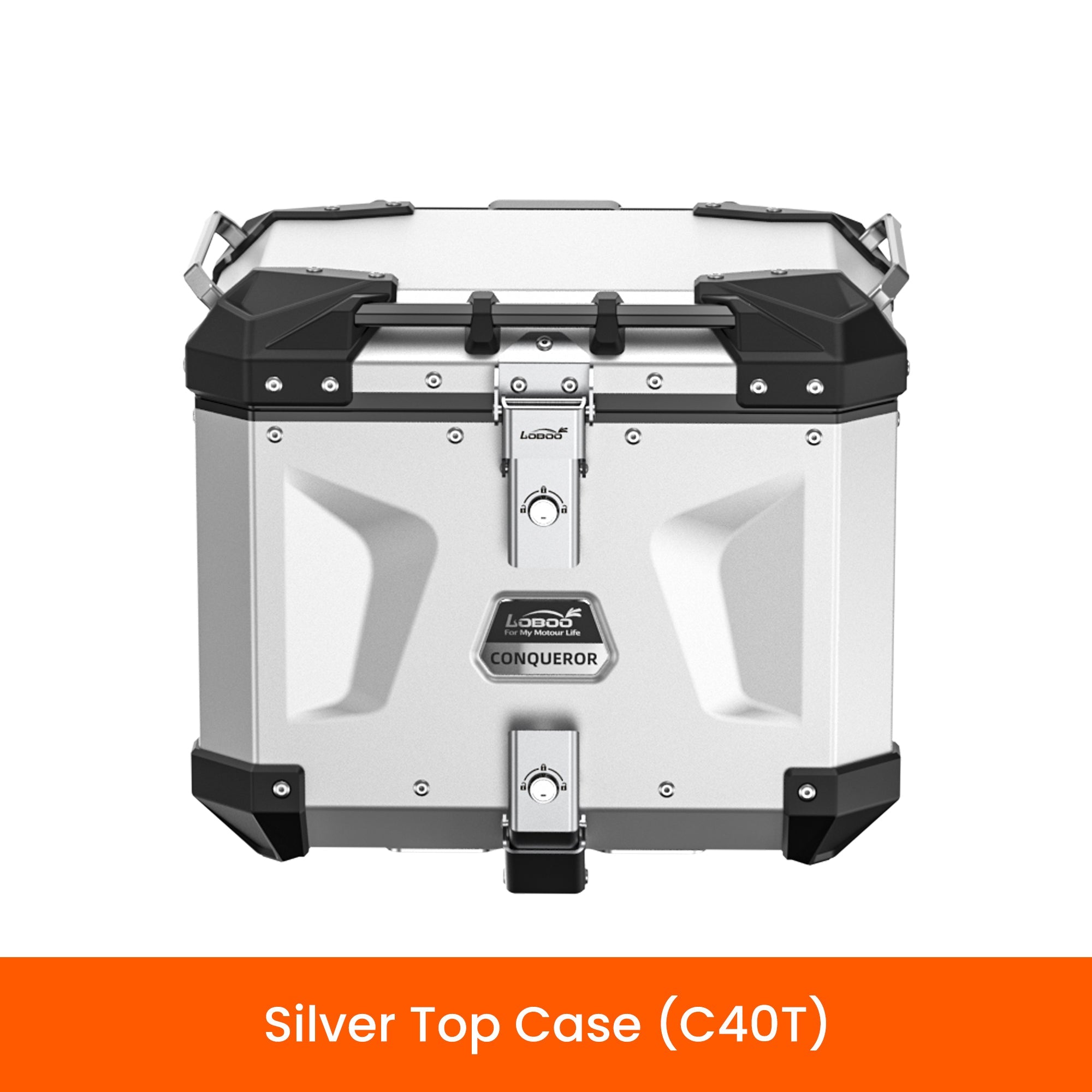 Bauletto posteriore LOBOO CONQUEROR C40T da 40 litri in alluminio argento