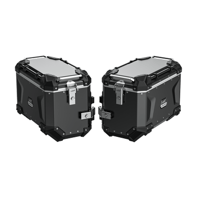 Coppia di valigie laterali LOBOO CONQUEROR da 45 litri in alluminio nero per BMW R 1300 GS