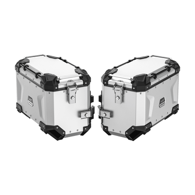 Coppia di valigie laterali LOBOO CONQUEROR da 45 litri in alluminio argento per BMW R 1300 GS