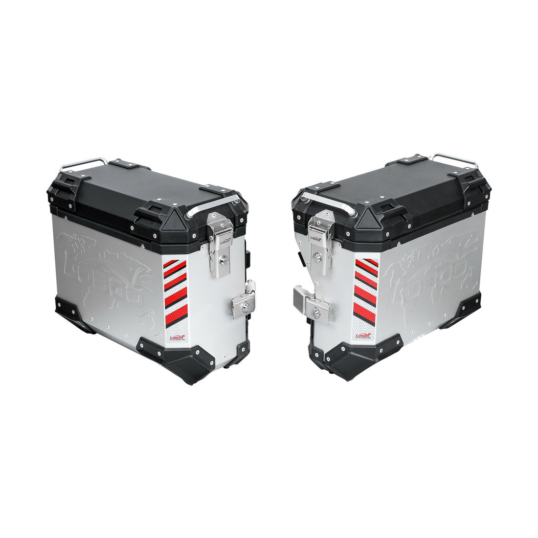 Kit valigie laterali in alluminio PIKE TRACKER argento 35+30 L con telai LOBOO per BMW F 900 GS