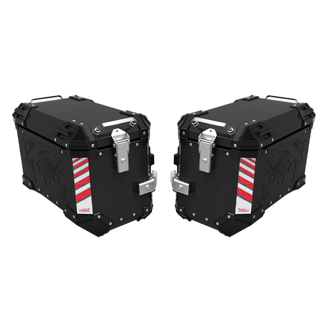 Coppia di valigie laterali LOBOO PIKE TRACKER nere da 45+45 litri, 90 litri complessivi