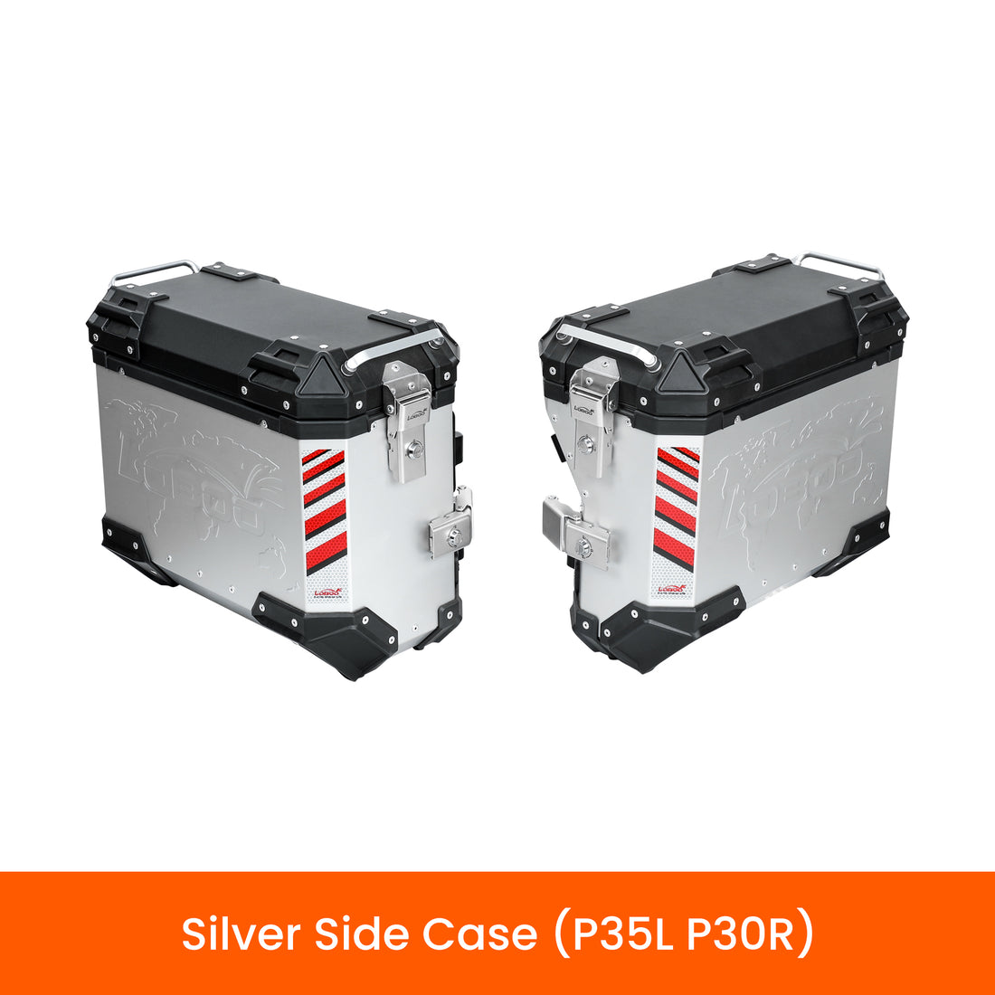 Coppia di valigie laterali LOBOO PIKE TRACKER P35L e P30R argento
