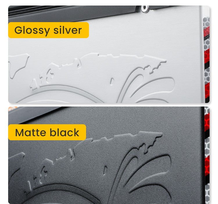 Glossy silver or matte black