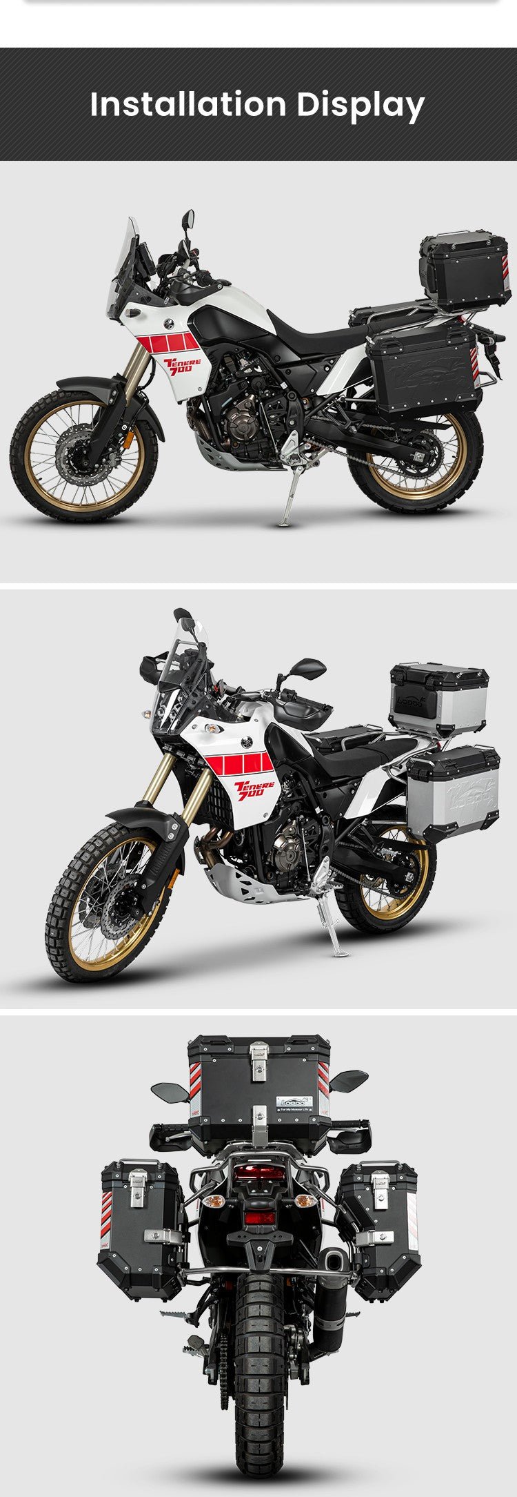 The Ténéré 700 with three cases