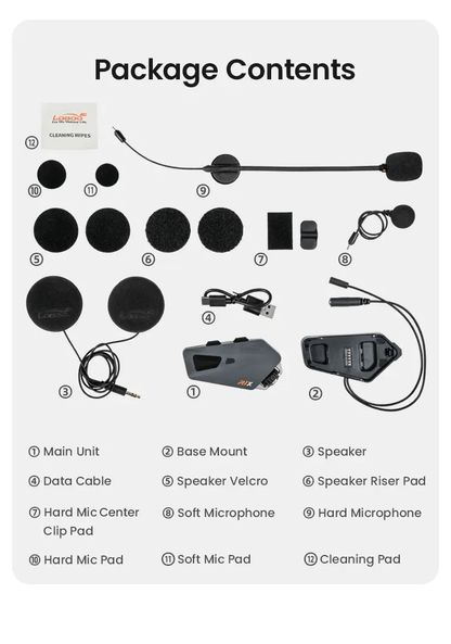 Vivavoce Casco Moto LOBOO R1X – Bluetooth 5.3 - Endurrad.com